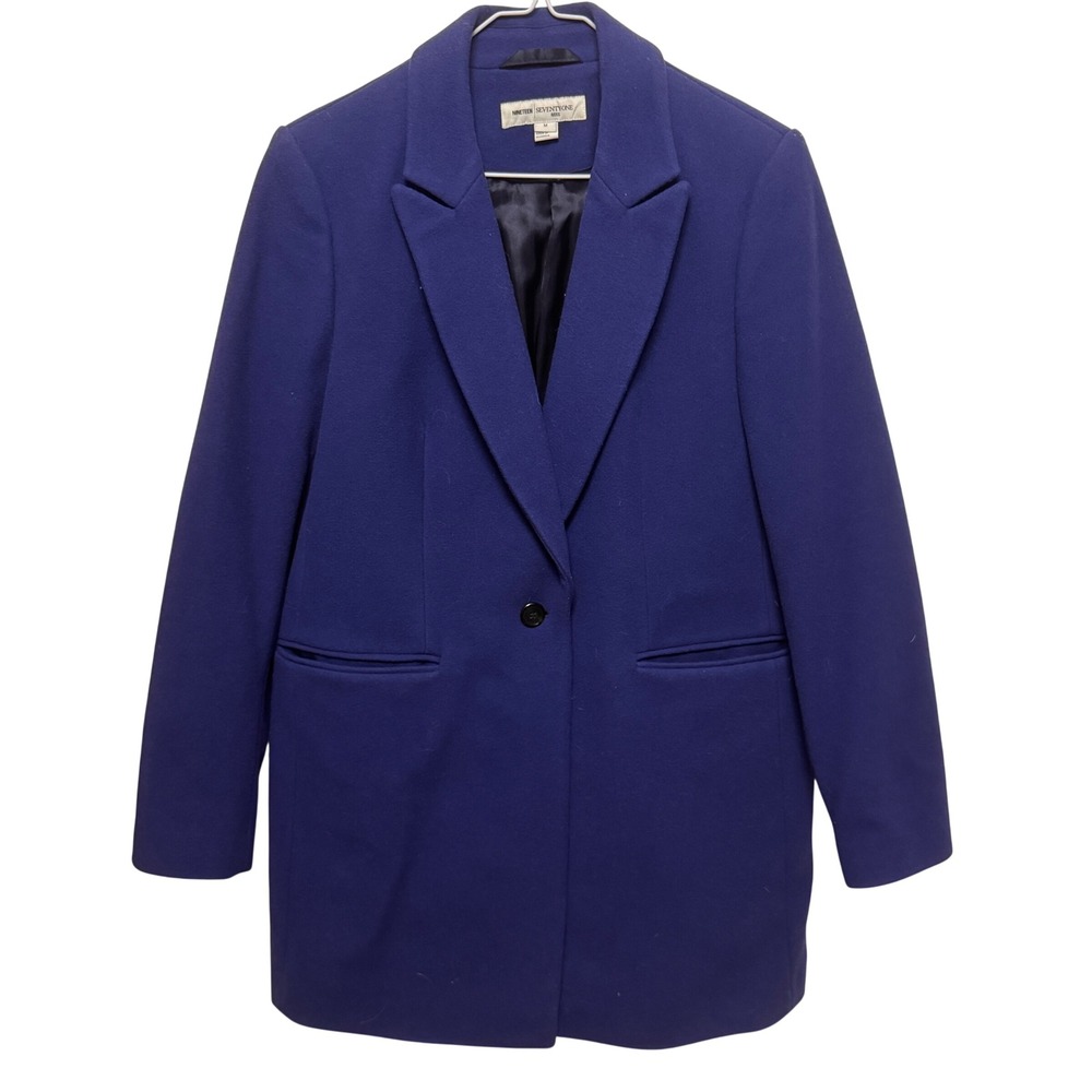 Royal Blue Wool Blend Single Button Coat Blazer Jacket Reiss 1971 Wmns Med Luxe